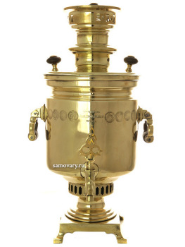 Угольный самовар 4 литра желтый цилиндр с вислыми ручками фабрика Аленчиков и Зимин арт.480554