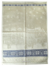 Полотенце "Новый год" бежевое с синим кантом без кружева, 50*70 см