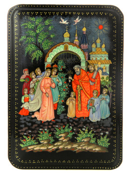 Шкатулка "Венчание", 16*11, Палех