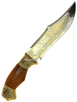 Сувенирный нож "Тайфун" в кожаных ножнах, Златоуст
