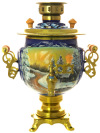 Набор самовар электрический 3 литра с художественной росписью "Сюжет на зимнем фоне, дом", арт. 130252
