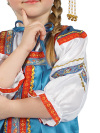 Русский народный костюм детский голубой атласный комплект "Василиса": сарафан и блузка, 7-12 лет