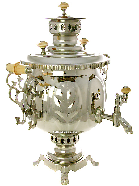 Комбинированный самовар 4,5 литра никелированный "шар", Штамп, арт ...
