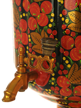 Электрический самовар 10 литров с художественной росписью "Хохлома рыжая", арт. 121005
