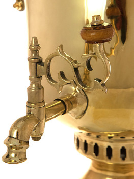 Угольный самовар 5 литров желтый "цилиндр", произведен на самоварной фабрике Н.А.Воронцова в начале XX века, арт. 450197