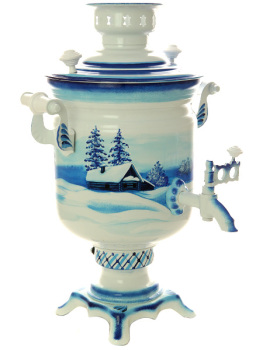 Набор самовар электрический 3 литра с художественной росписью "Зимний пейзаж", арт. 155651