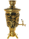 Набор самовар электрический 4 литра с художественной росписью "Золотые цветы на черном фоне", арт. 121420