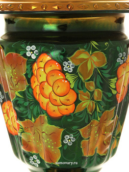 Электрический самовар 3 литра с художественной росписью "Кленовые листья на зеленом фоне", арт. 171506