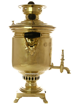 Самовар старинный 5 литров желтый "цилиндр", произведен в конце XIX века Торговымъ Домомъ наследников Баташева в Тулъ, с медалями, арт. 433329