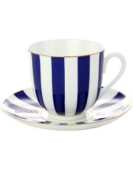 Чашка с блюдцем кофейная форма "Ландыш", рисунок "Да и Нет кобальт" для нанесения логотипа компании, Императорский фарфоровый завод