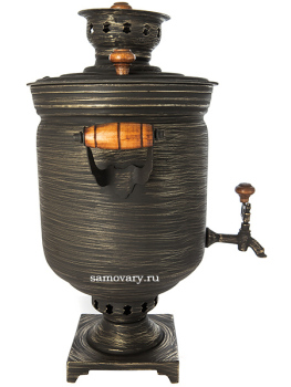 Угольный самовар 7 литров "цилиндр" с росписью "Золотые нити", арт. 220514