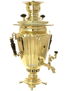 Угольный самовар 3 литра желтый "конус" с цыганскими ручками, произведен ТулПатронЗавод (ТПЗ) в начале XX века, арт.  450126