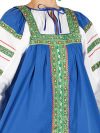 Русский народный костюм льняной комплект синий "Забава": сарафан и блузка, XL-XXXL