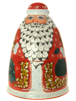 Сувенирный набор к новому году "Дед Мороз и 5 шаров"с хохломской росписью