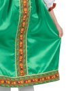 Русский народный костюм детский зеленый атласный комплект "Василиса": сарафан и блузка, 7-12 лет
