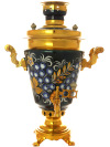 Угольный самовар 5 литров с художественной росписью "Рябина зимняя" "конус" в наборе, арт. 220764