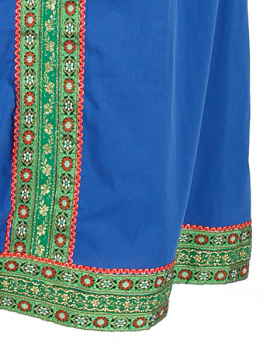Русский народный костюм льняной комплект синий "Забава": сарафан и блузка, XL-XXXL