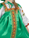 Русский народный костюм детский зеленый атласный комплект "Василиса": сарафан и блузка, 1-6 лет