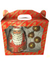Сувенирный набор к новому году "Дед Мороз и 5 шаров"с хохломской росписью