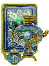 Набор самовар электрический 4 литра с художественной росписью "Кружево", форма "шар", арт. 121030