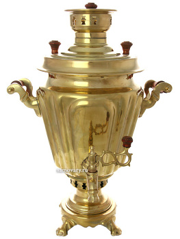 Угольный самовар (жаровой) 5 литров желтый "конус" граненый, арт. 230539 +труба в подарок