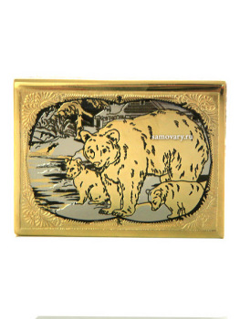 Футляр для спичек Златоуст "Медведица и медвежата" с гербом России