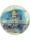 Тарелка декоративная форма "Эллипс", рисунок "Храм Христа Спасителя", Императорский фарфоровый завод