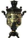 Угольный самовар 5 литров "цилиндр" черный никель с гравировкой "Цветы", арт. 210542