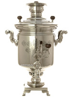 Угольный самовар 7 литров никелированный цилиндр Фабрика Н.И. Баташева, арт. 430540