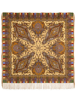 Шерстяной Павлопосадский платок "Мечта хрустальная", 125*125 см, арт. 1683-52