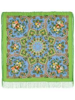 Шерстяной Павлопосадский платок "Нежное сердце", 125*125 см, арт. 1752-9