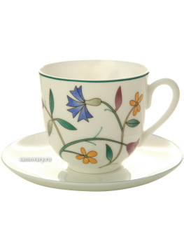 Чашка с блюдцем кофейная форма "Ландыш 2", рисунок "Краски лета", Императорский фарфоровый завод