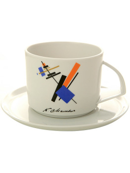 Чашка с блюдцем чайная форма "Баланс", рисунок "Малевич", Императорский фарфоровый завод