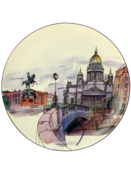 Декоративная тарелка форма "Эллипс", рисунок "Синий мост", Императорский фарфоровый завод