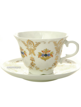 Кофейная чашка с блюдцем форма "Жасмин", рисунок "Этюд", Императорский фарфоровый завод