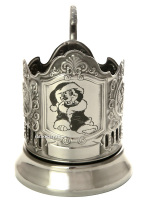 Никелированный подстаканник Собака Никелированный подстаканник Собака