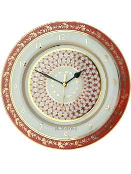 Декоративная тарелка часы форма "Европейская", рисунок "Сетка-блюз" (ЛФЗ)