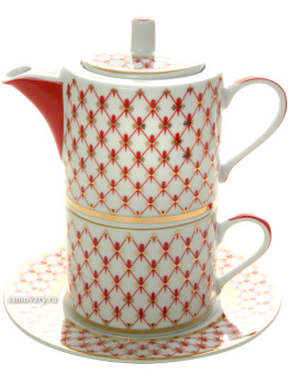 Подарочный набор для чая форма "Соло" рисунок "Сетка блюз", Императорский фарфоровый завод