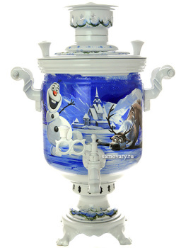 Угольный самовар  с ручной росписью "Снеговик" 5 литров, арт. 210521
