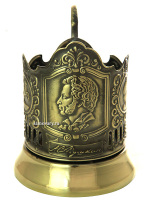 Кольчугинский подстаканник "А.С. Пушкин" латунный Кольчугинский подстаканник "А.С. Пушкин" латунный