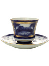 Чашка с блюдцем чайная форма "Банкетная", рисунок "Первый садовый мост", Императорский фарфоровый завод