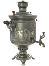 Угольный самовар на дровах 7 литров никелированный "цилиндр" с гравюрой "Лоси в лесу", арт. 210534