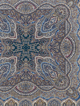 Шерстяной Павлопосадский платок "Ларец самоцветный", 146*146 см, арт. 762-14