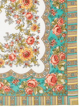 Павлопосадский платок из шерсти "Аленушка", 89*89 см, арт. 1347-3