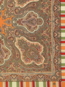 Павлопосадский платок из шерсти "Татьяна", 89*89 см, арт. 1564-1