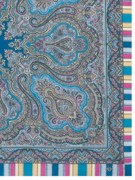 Павлопосадский платок из шерсти "Татьяна", 89*89 см, арт. 1564-3