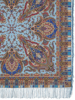 Шерстяной Павлопосадский платок "Мечта хрустальная", 125*125 см, арт. 1683-63