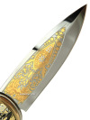 Складной сувенирный нож "Олени" с кнопкой в подарочном футляре Златоуст