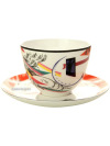 Чашка с блюдцем чайная форма "Весенняя-2", рисунок "Красный флаг", Императорский фарфоровый завод