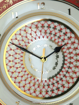 Декоративная тарелка часы форма "Европейская", рисунок "Сетка-блюз" (ЛФЗ)